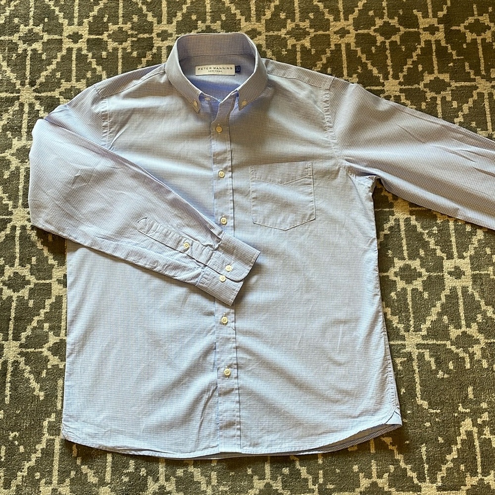Peter Manning Lightweight blue and white check shirt. Size S